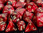 Vortex Dice Polyhedral Burgundy/Gold 7-Die Set