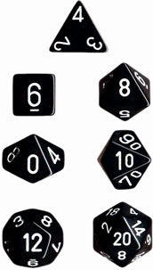 Opaque Polyhedral Black/white 7-Die Set