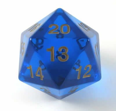 55mm Transparent D20 (Sapphire w/ Gold) Spin-Down Die