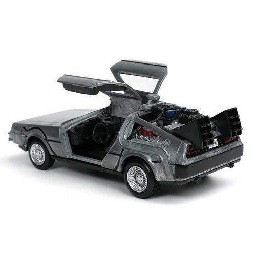 Back to the Future die-cast 1:32 scale "Hollywood Rides" DeLorean Time Machine