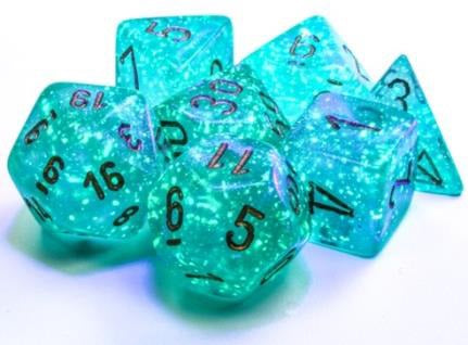 Borealis Polyhedral Teal/Gold Luminary 7-Die Set