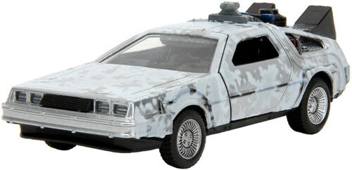 Back to the Future die-cast 1:32 scale "Hollywood Rides" DeLorean Time Machine (Frost Covered)