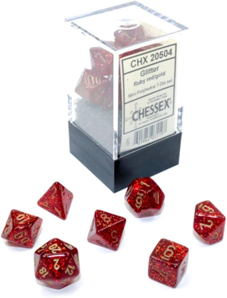 Chessex: Polyhedral Glitter Dice sets - 10mm