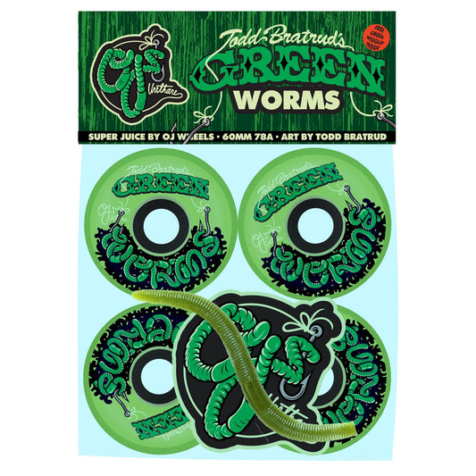 OJ SUPER JUICE "GREEN WORMS" 60MM 78A SKATEBOARD WHEELS