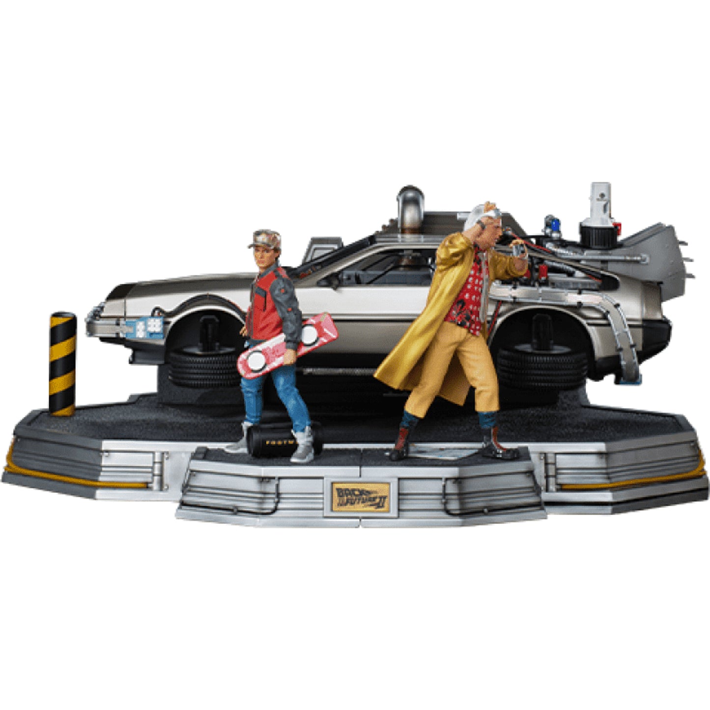 Iron Studios Back to the Future Part II DeLorean (Full Deluxe Version including Marty McFly and Doc Brown) 1:10 Scale Statues