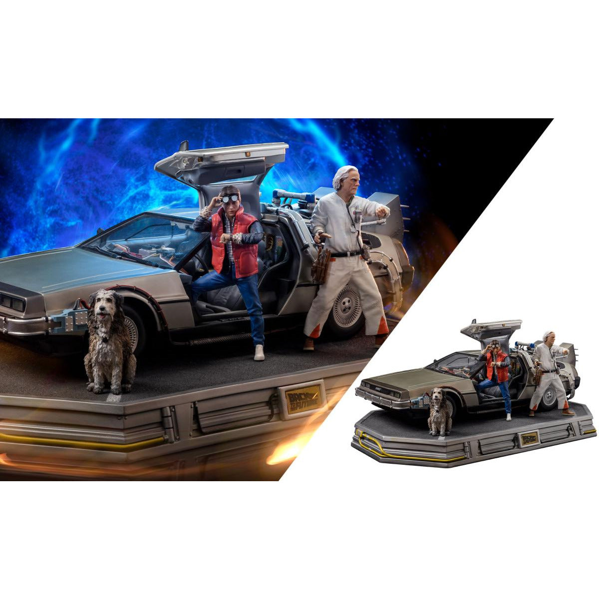 Iron Studios Back to the Future DeLorean (Full Deluxe Version including Marty McFly and Doc Brown) 1:10 Scale Statues