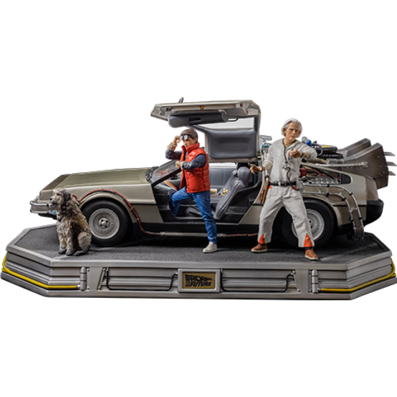 Iron Studios Back to the Future DeLorean (Full Deluxe Version including Marty McFly and Doc Brown) 1:10 Scale Statues