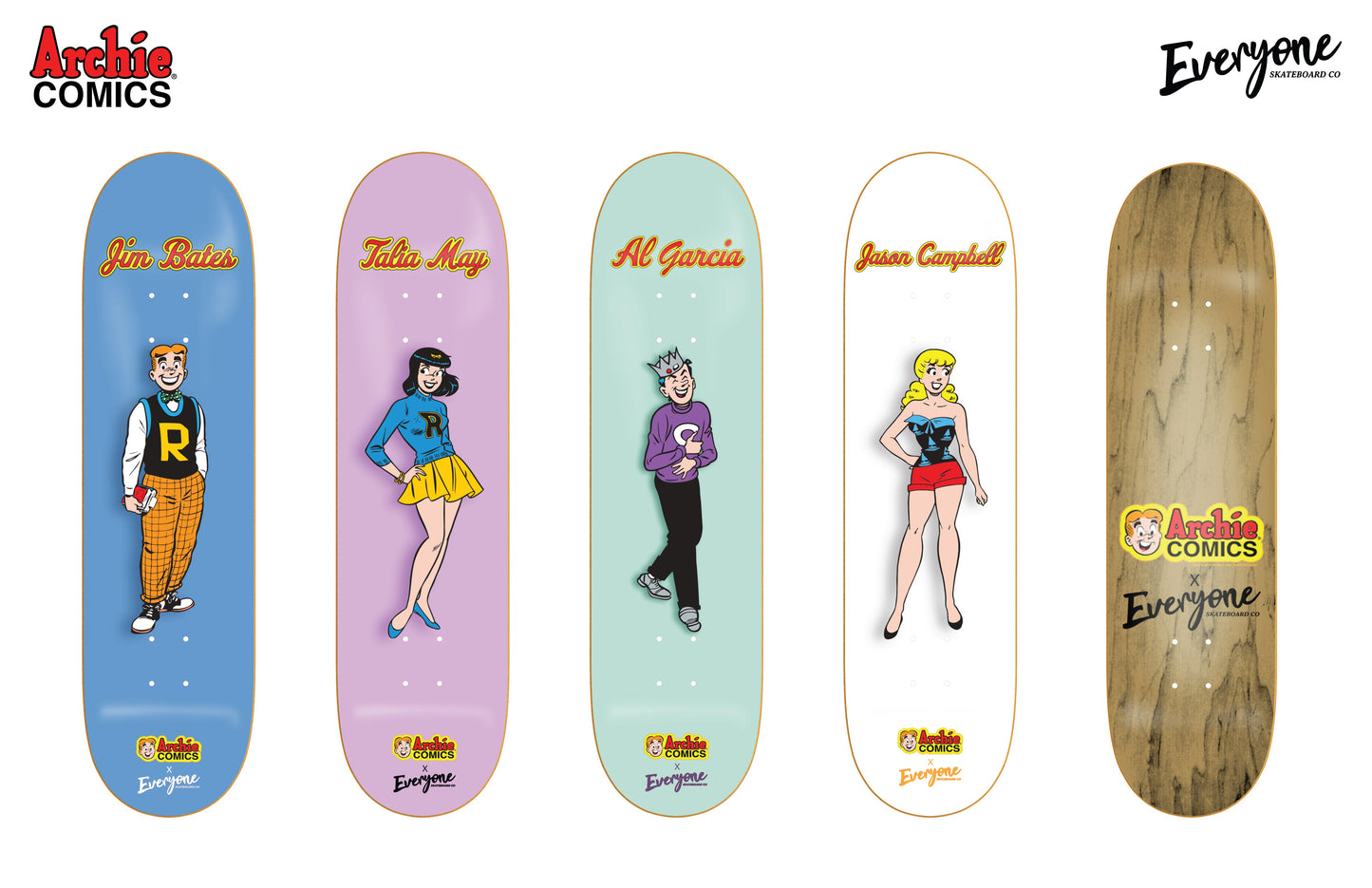 Archie Comics X Everyone Skateboard Co Jim Bates “Archie” 8.25 Skateboard Deck