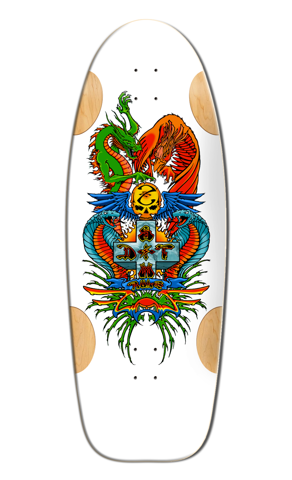 BullDog Designs "Dragon" 11.875" White Formica Skateboard Deck