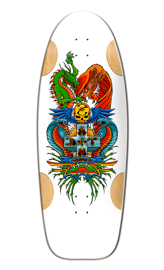 BullDog Designs "Dragon" 11.875" White Formica Skateboard Deck