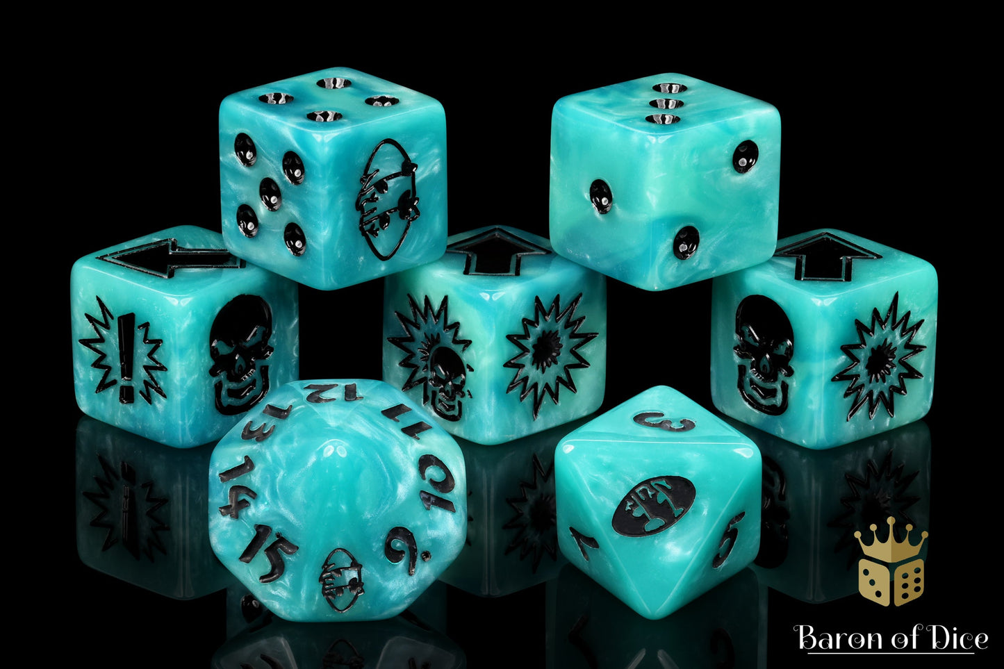 Ethereal Blue - Bloody Football Dice (Set of 7)