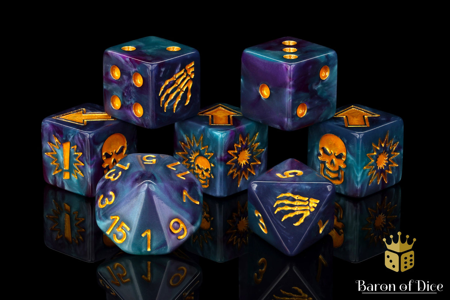 Tanzanite - Bloody Football Dice (Set of 7)