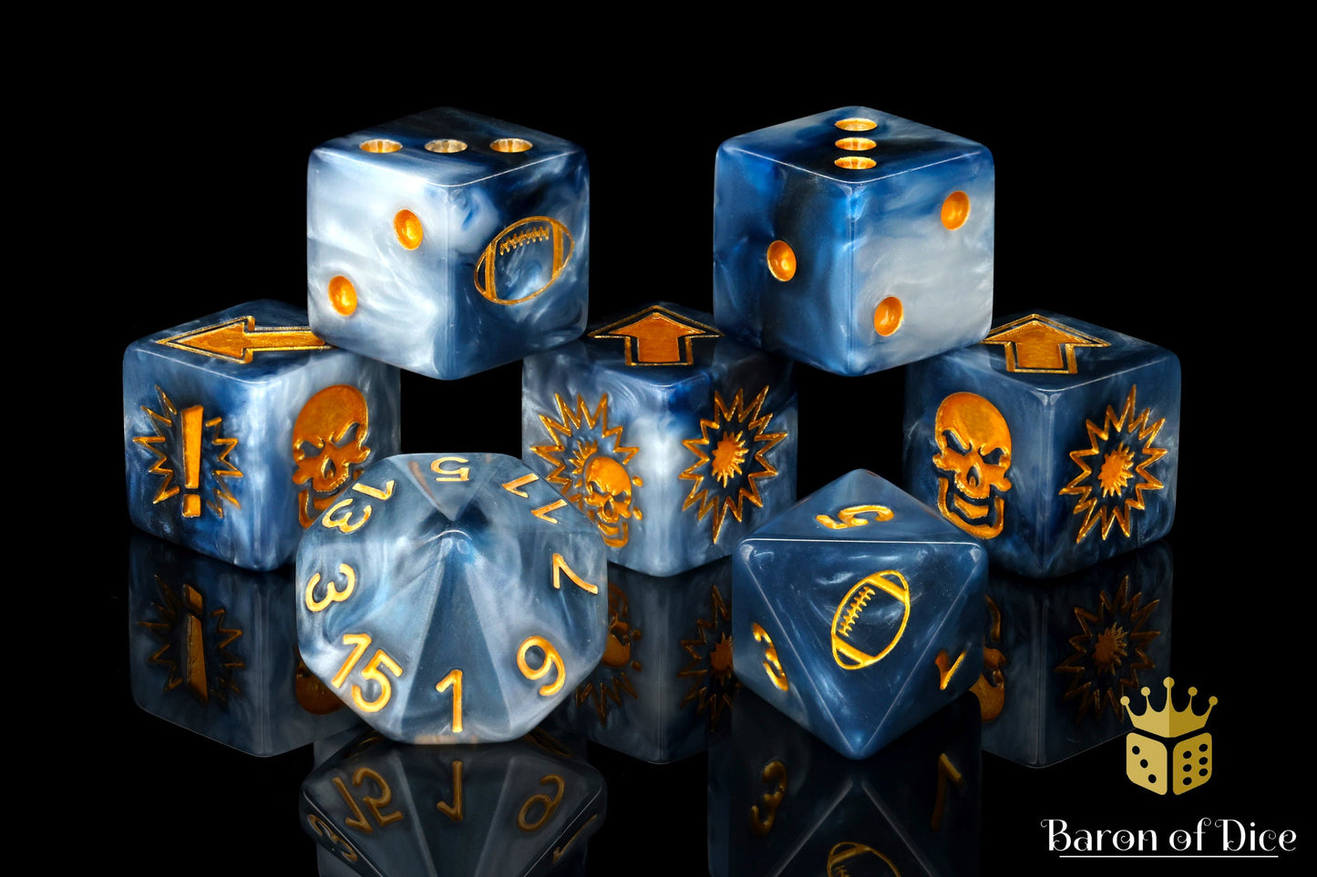 Titanium - Bloody Football Dice (Set of 7)