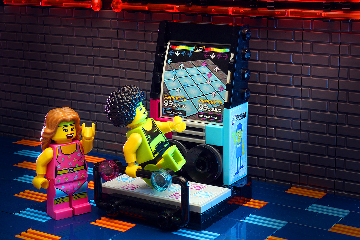 Arcade Dance Machine Minifig Building Set made using LEGO parts - B3 Customs