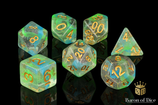 Blue Malachite RPG Dice Set - 7 Pieces