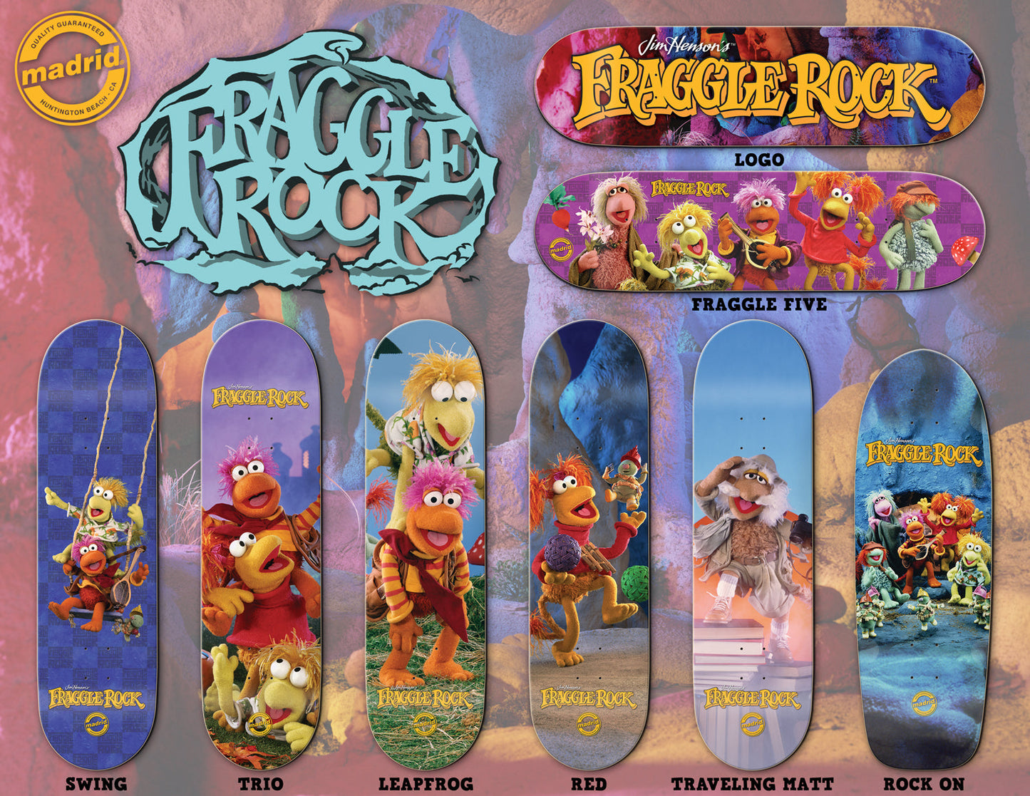 Madrid x Fraggle Rock Skateboard Deck Set (8 boards included)