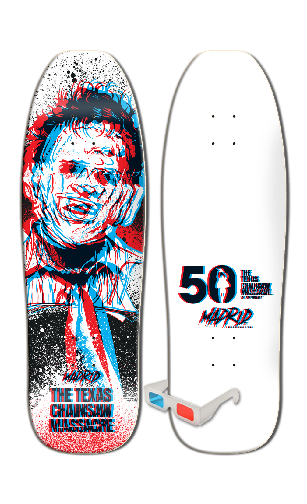 MADRID x TEXAS CHAINSAW MASSACRE HEADCHEESE POOL SUN SHAPE 9.5" SKATEBOARD DECK W/3D GLASSES