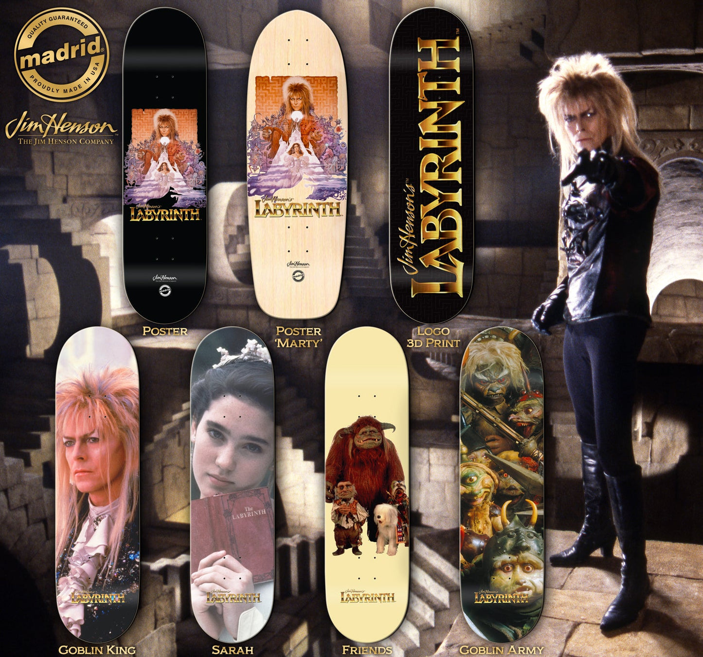 Madrid x Jim Henson's Labyrinth Poster 9.5" Skateboard Deck