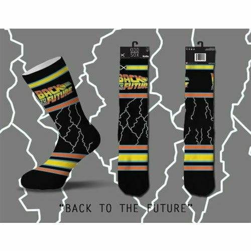 Back to the Future "Lightning" Men's Crew Straight Down Knit Socks (Size 8-12)