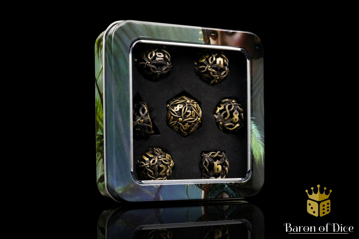 Nature's Wrath Metal RPG Dice Set - 7 Pieces