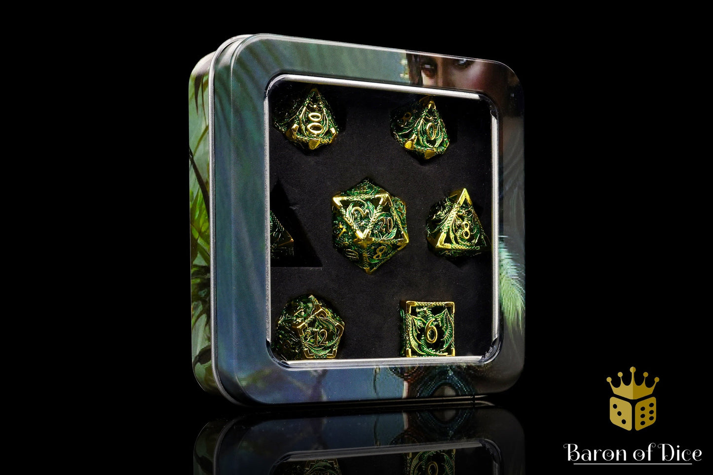 Ancient Dragon Treasure Metal RPG Dice Set - 7 Pieces