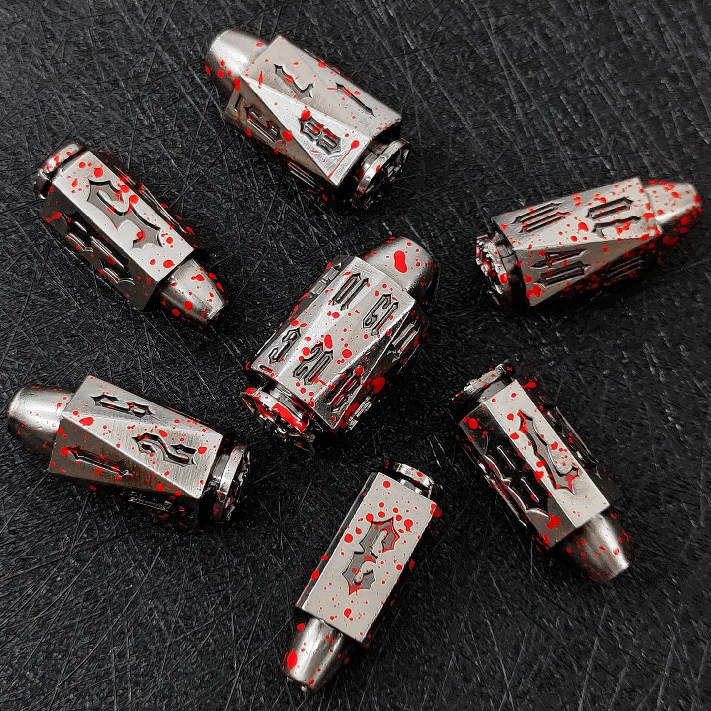 7 Piece Bullet Theme Metal Dice