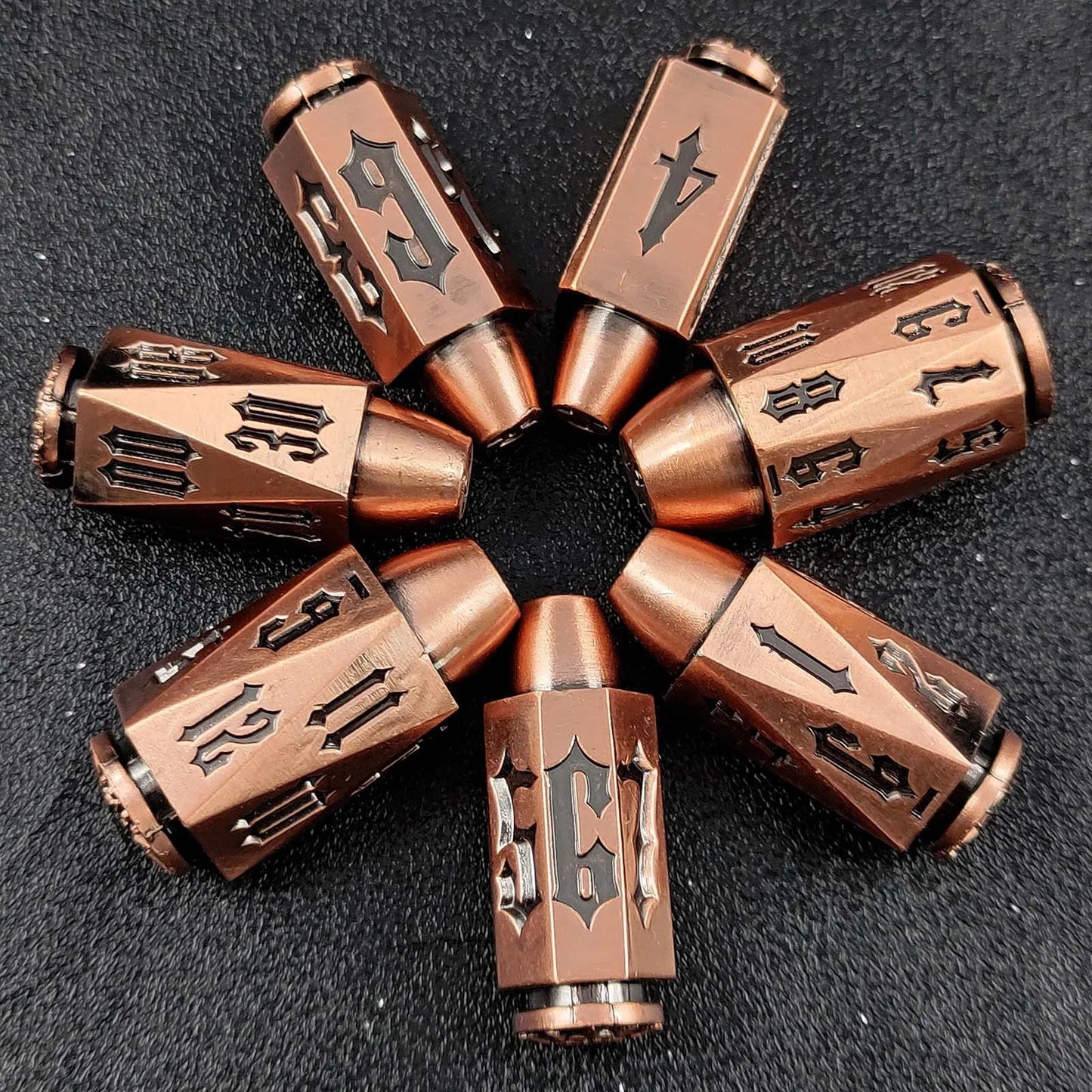 7 Piece Bullet Theme Metal Dice