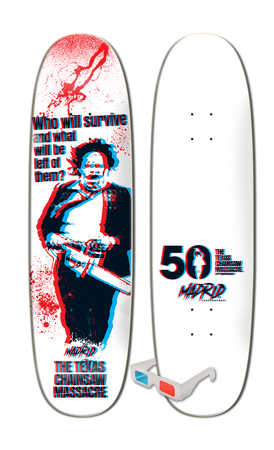 MADRID x TEXAS CHAINSAW MASSACRE SURVIVE HYBRID SHAPE 8.625" SKATEBOARD DECK W/3D GLASSES