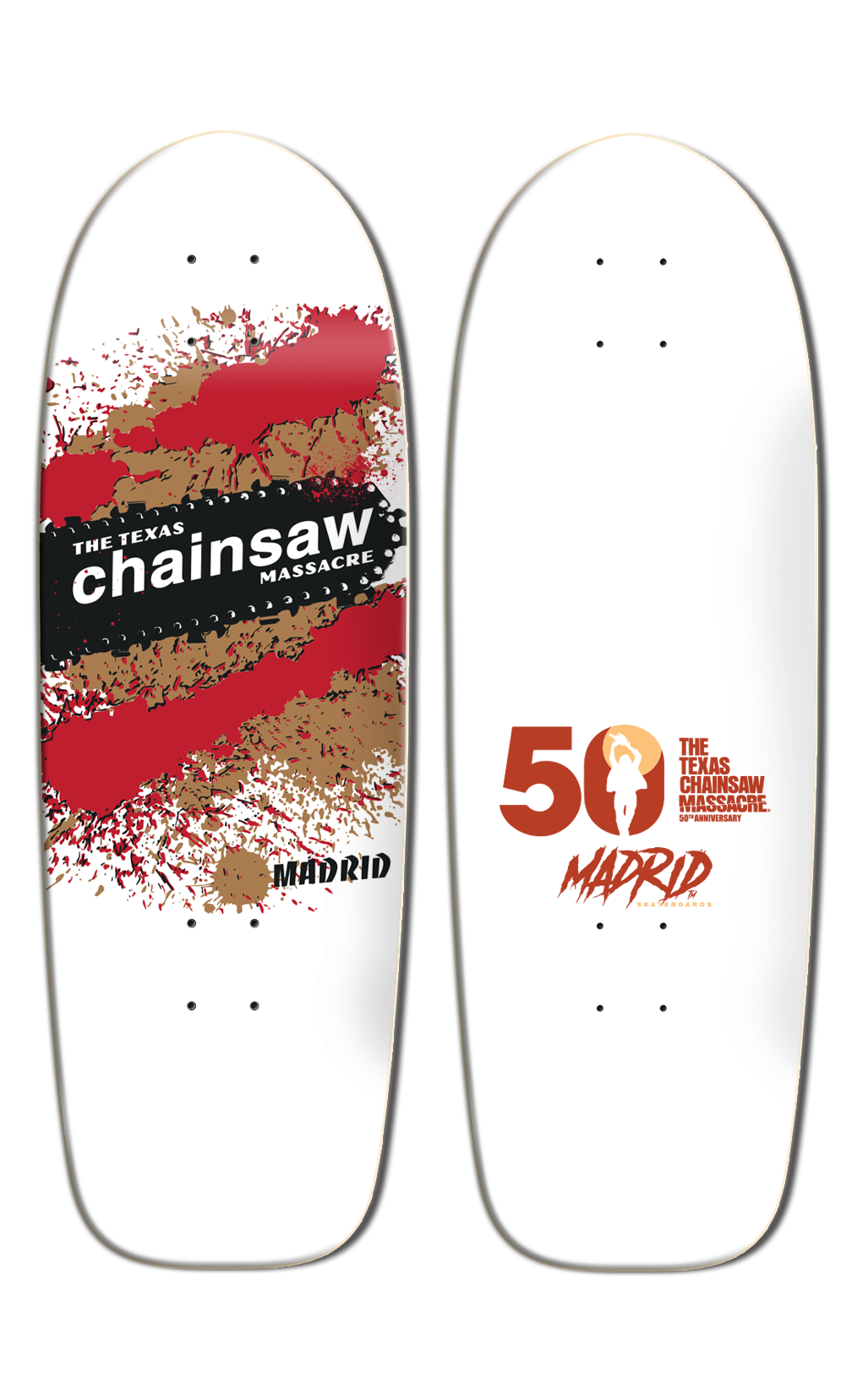 MADRID x TEXAS CHAINSAW MASSACRE RED AND GOLD EXPLOSION 9.5" SKATEBOARD DECK