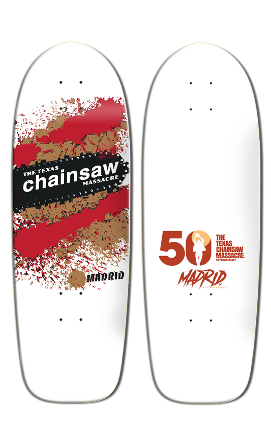 MADRID x TEXAS CHAINSAW MASSACRE RED AND GOLD EXPLOSION 9.5" SKATEBOARD DECK