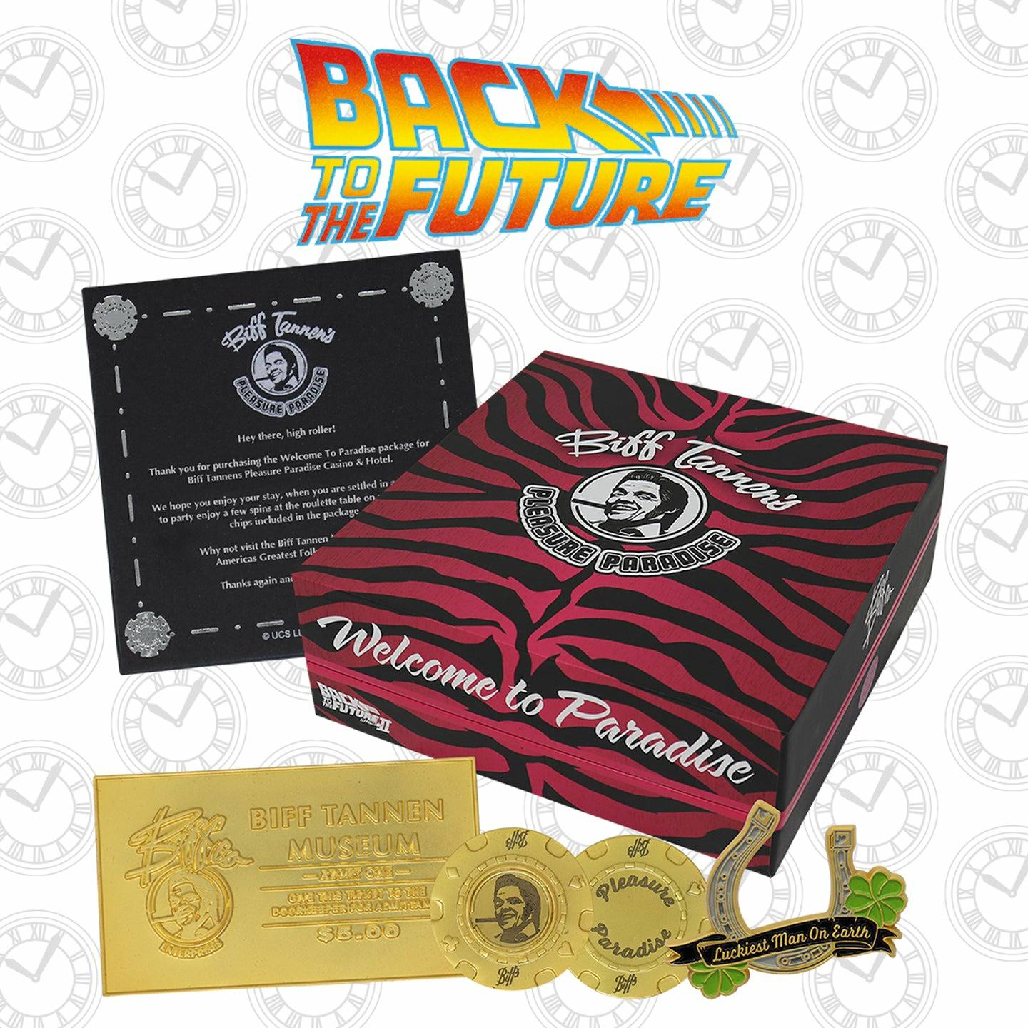 Back to the Future Part II Limited Edition Biff Tannen's Pleasure Paradise "Welcome to Paradise" Gift Box