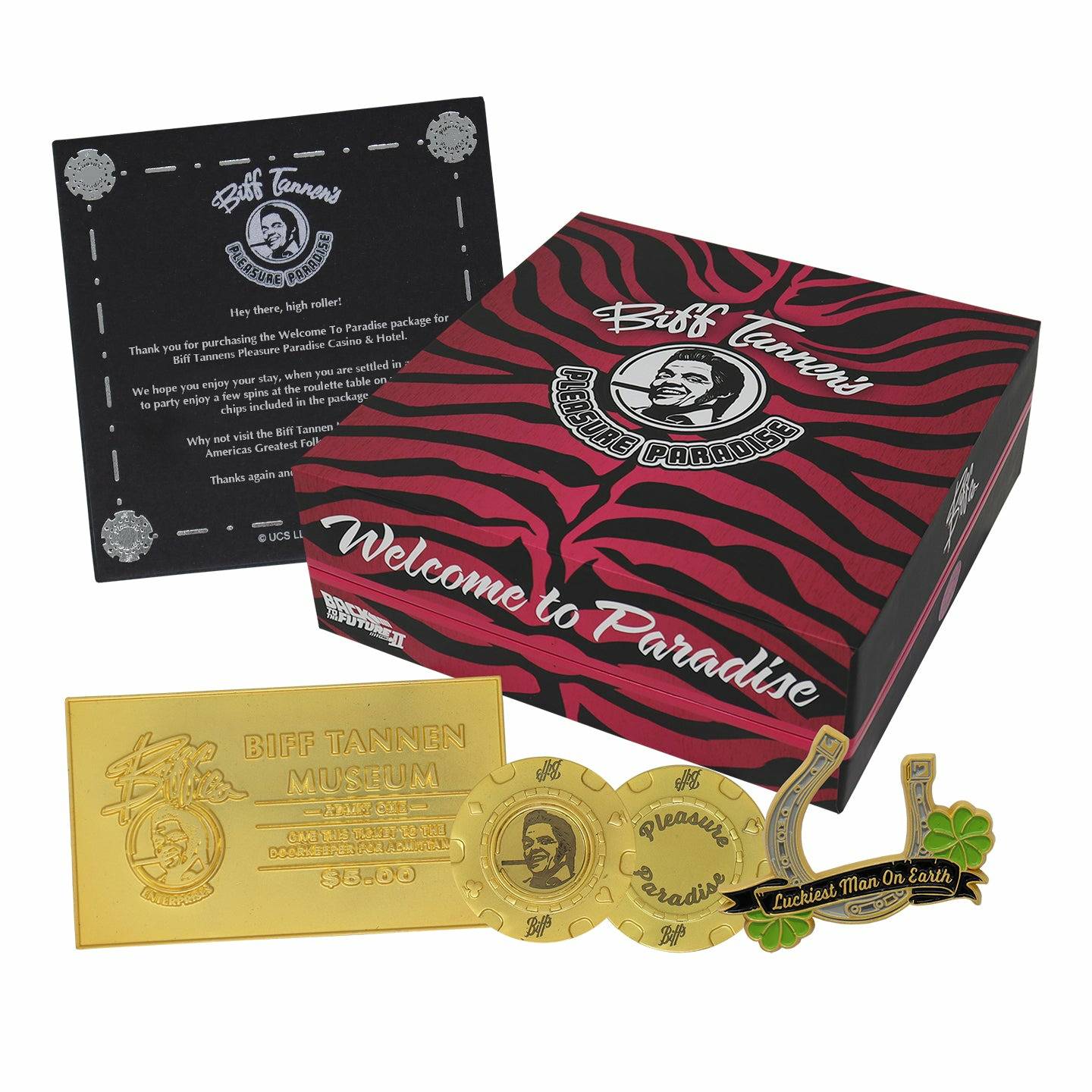 Back to the Future Part II Limited Edition Biff Tannen's Pleasure Paradise "Welcome to Paradise" Gift Box