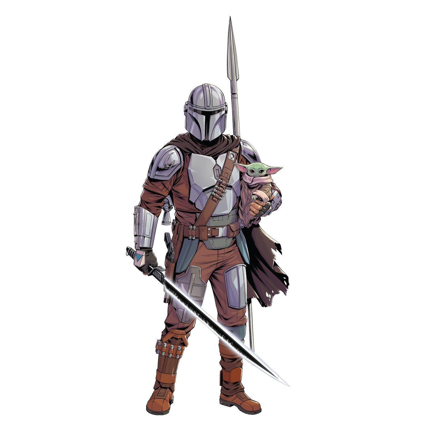 The Mandalorian: The Mandalorian & The Child Darksaber RealBig - Officially Licensed Star Wars Removable Adhesive Decal