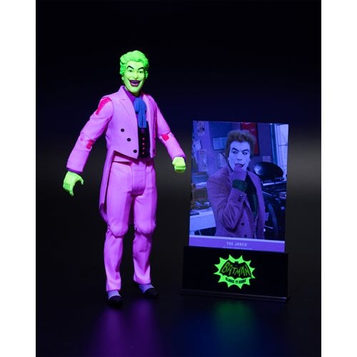 McFarlane Toys DC Retro The Joker Batman: Classic TV Series Black Light Gold Label 6-Inch Action Figure - Entertainment Earth Exclusive