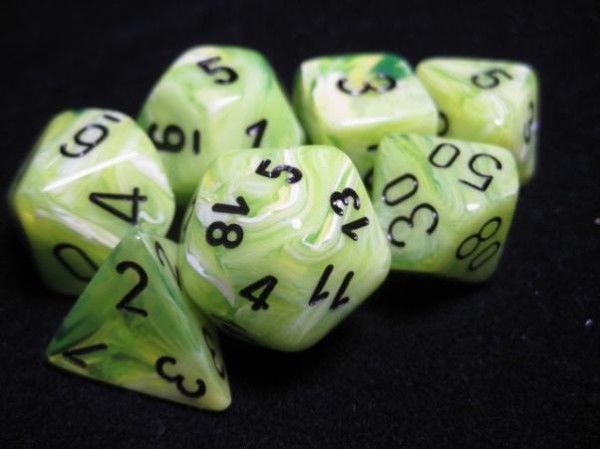 Vortex Dice Polyhedral Bright Green/Black 7-Die Set