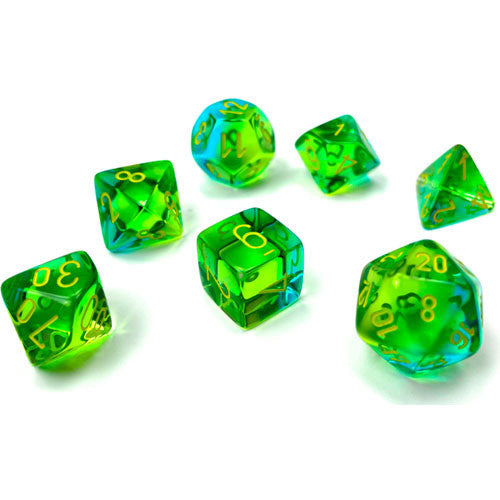 Gemini Polyhedral Translucent Green-Teal/yellow 7-Die Set