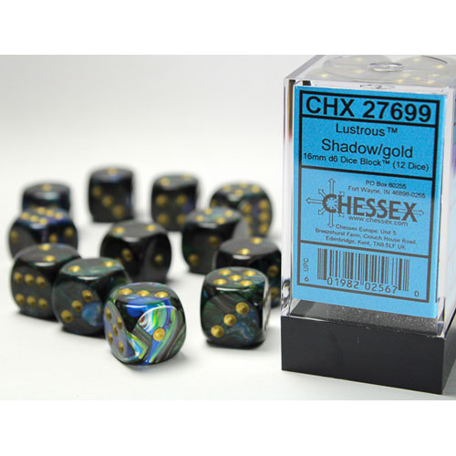 Chessex: D6 Lustrou DICE SET - 16MM