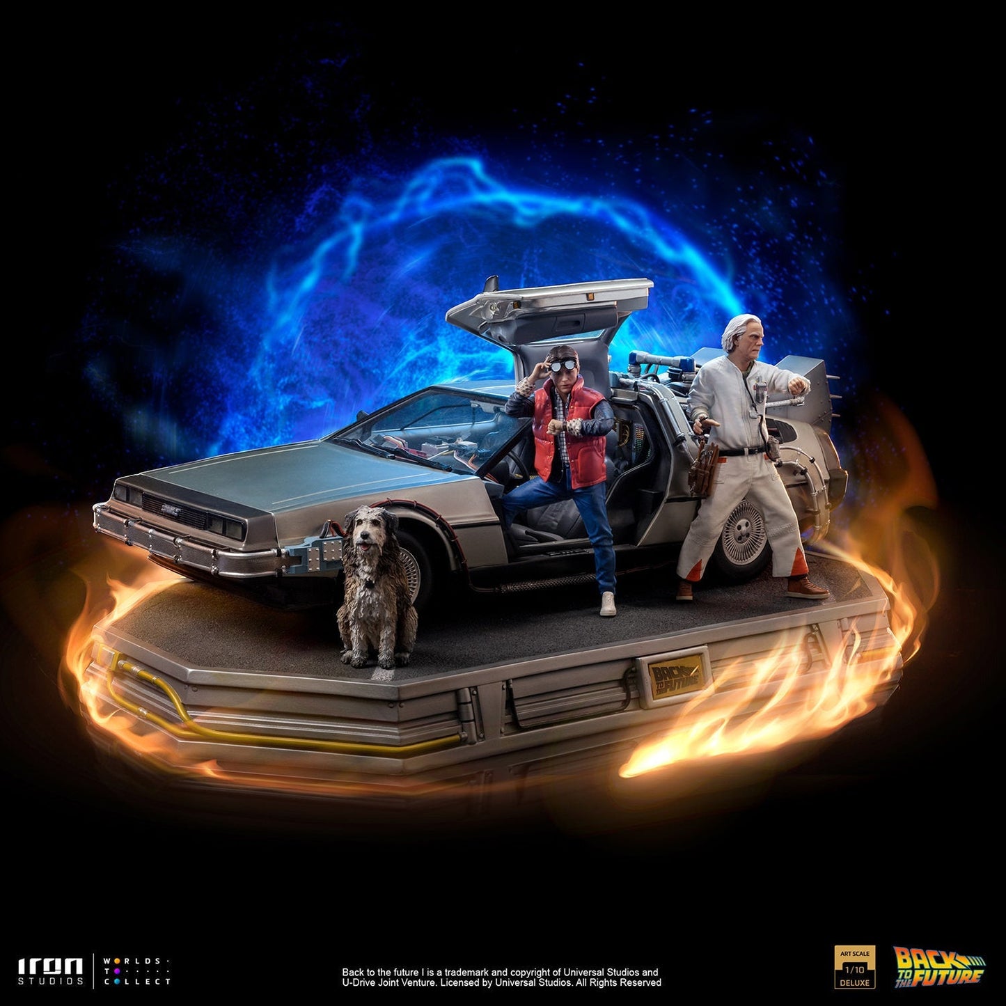 Iron Studios Back to the Future DeLorean (Full Deluxe Version including Marty McFly and Doc Brown) 1:10 Scale Statues