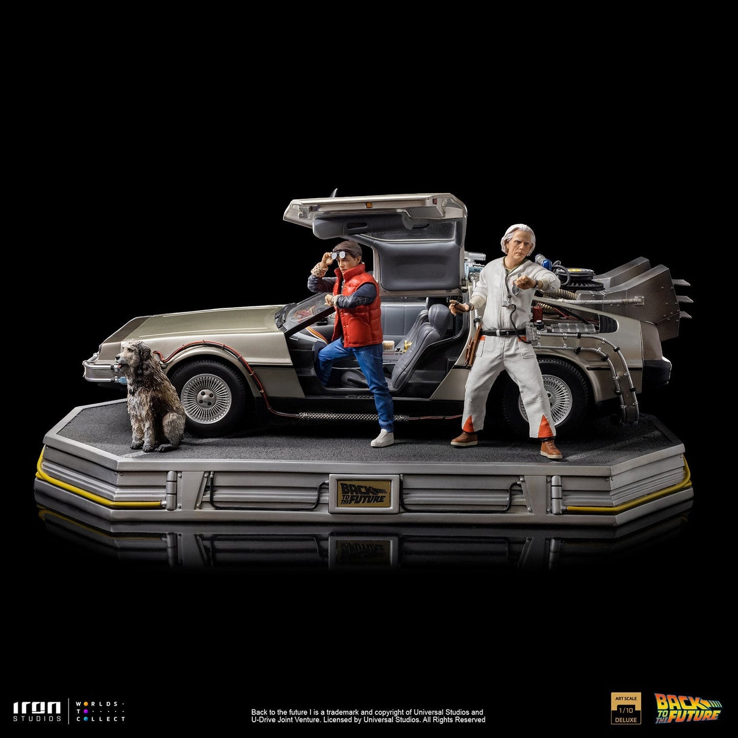 Iron Studios Back to the Future DeLorean (Full Deluxe Version including Marty McFly and Doc Brown) 1:10 Scale Statues