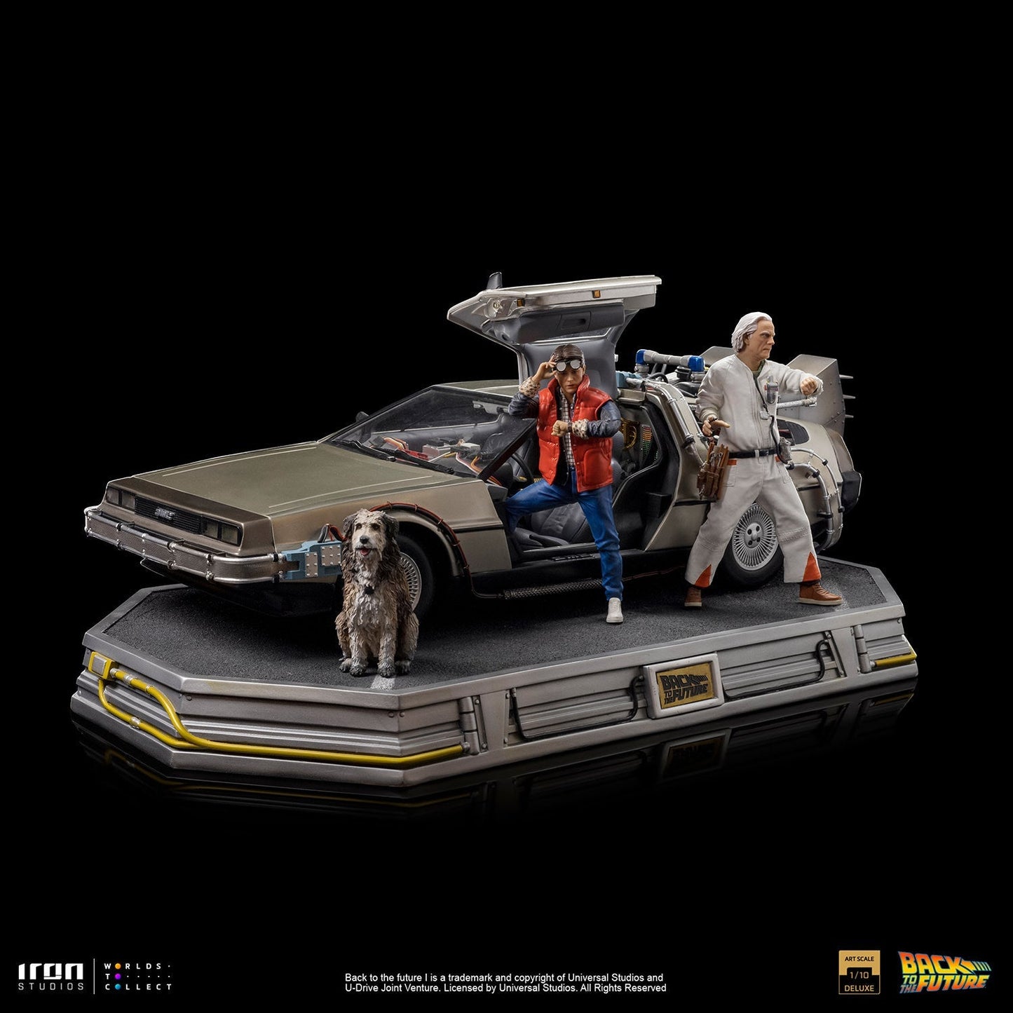 Iron Studios Back to the Future DeLorean (Full Deluxe Version including Marty McFly and Doc Brown) 1:10 Scale Statues