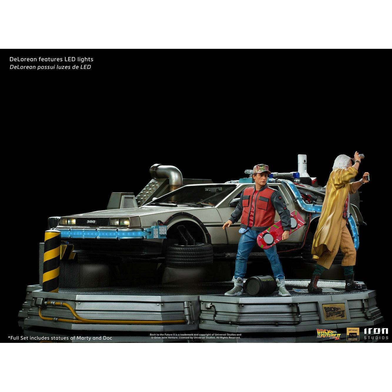 Iron Studios Back to the Future Part II DeLorean (Full Deluxe Version including Marty McFly and Doc Brown) 1:10 Scale Statues