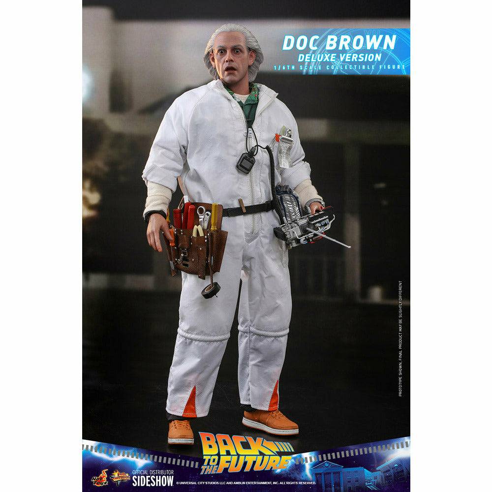 Hot Toys Back to the Future Doc Brown (Deluxe Version) 1:6 Scale Collectible Figure with bonus Plutonium case