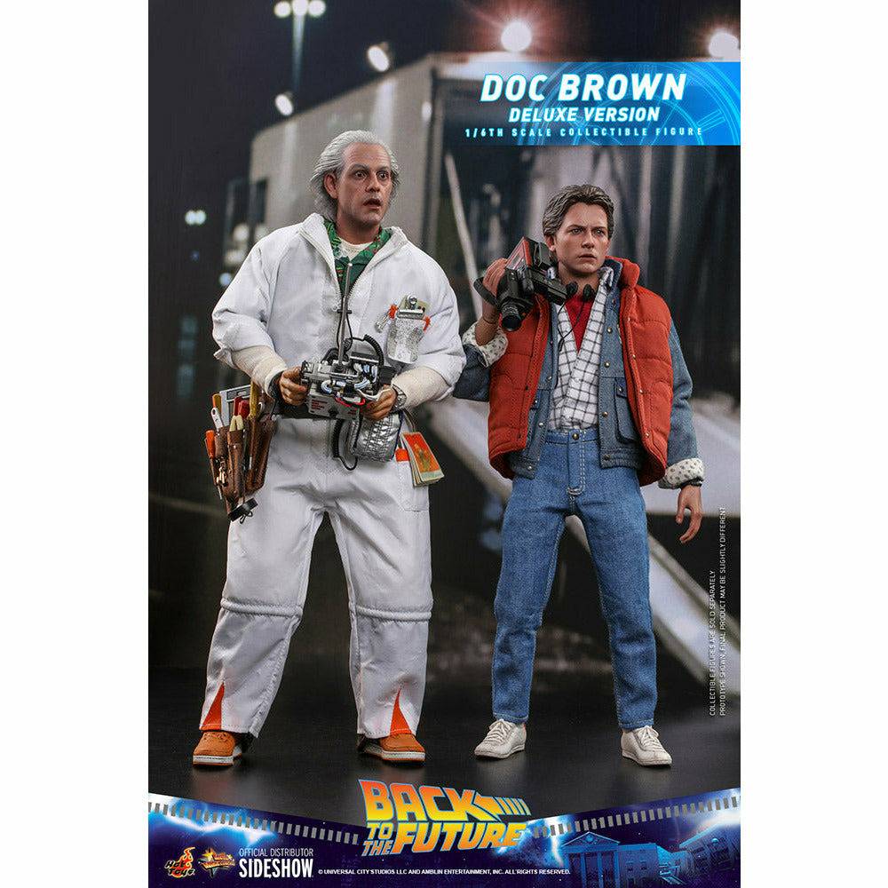 Hot Toys Back to the Future Doc Brown (Deluxe Version) 1:6 Scale Collectible Figure with bonus Plutonium case