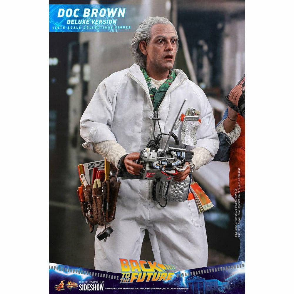 Hot Toys Back to the Future Doc Brown (Deluxe Version) 1:6 Scale Collectible Figure with bonus Plutonium case