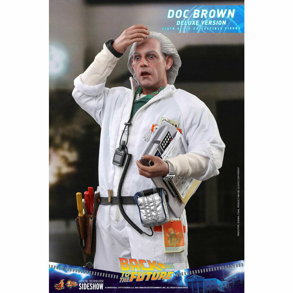 Hot Toys Back to the Future Doc Brown (Deluxe Version) 1:6 Scale Collectible Figure with bonus Plutonium case