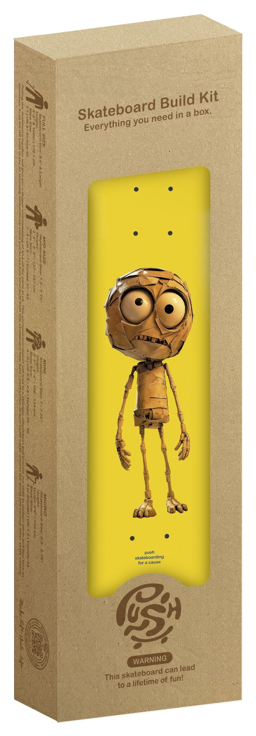 PUSH "PLYWOOD GUY" 7.25" IN-COMPLETE SKATEBOARD