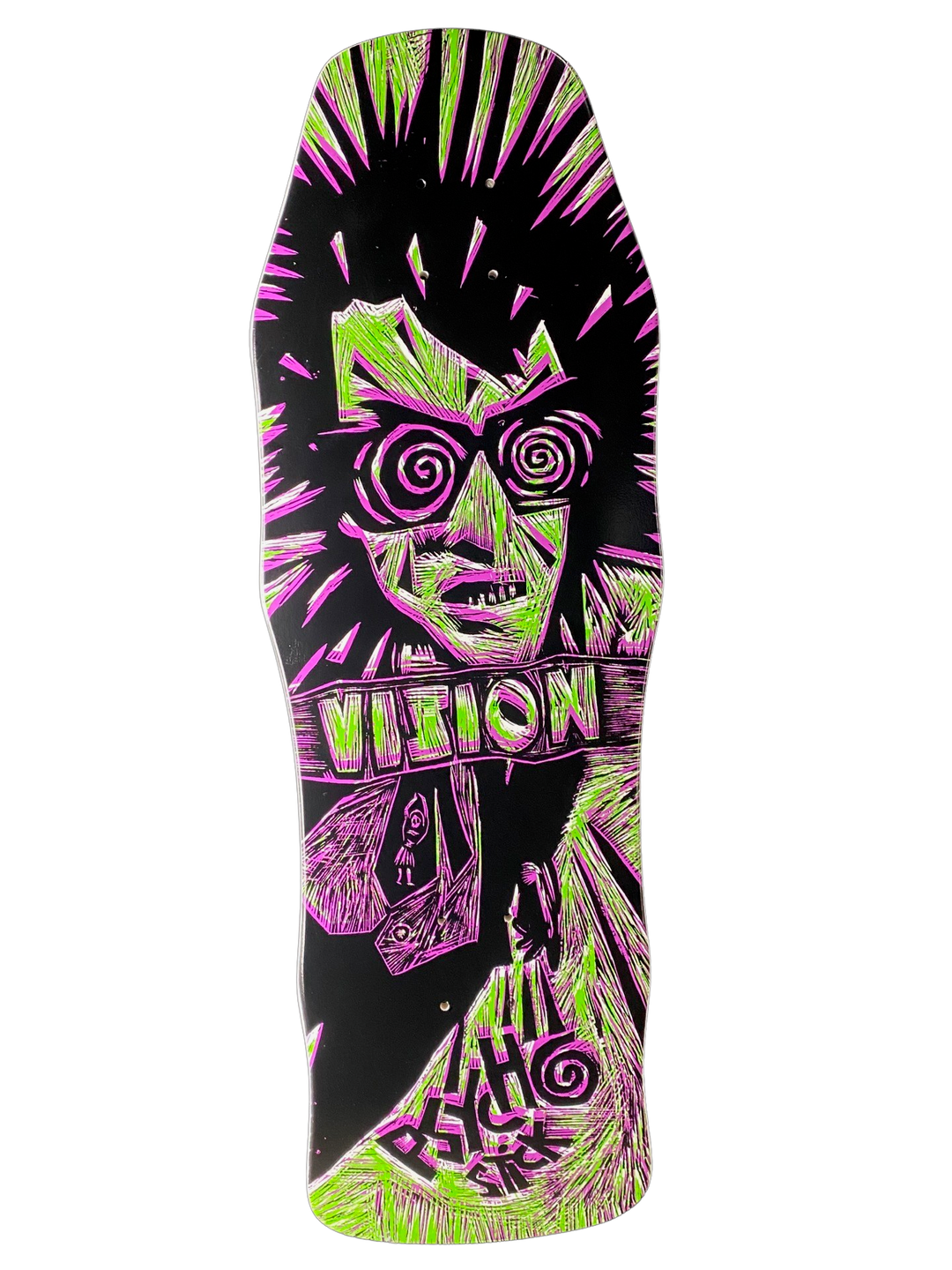 Vision Original Psycho Stick Woodcut Art 10" Skateboard Deck