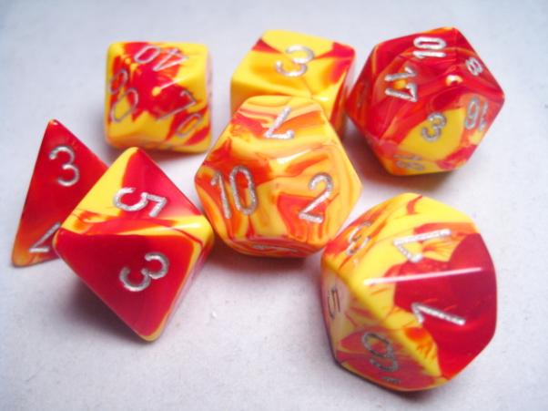 Gemini 5 Polyhedral Red Yellow/Silver 7-Die Set