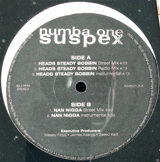 Numba One Suspex – Heads Steady Bobbin / Nan N**ga Vinyl LP Record *USED 1997 RELEASE*