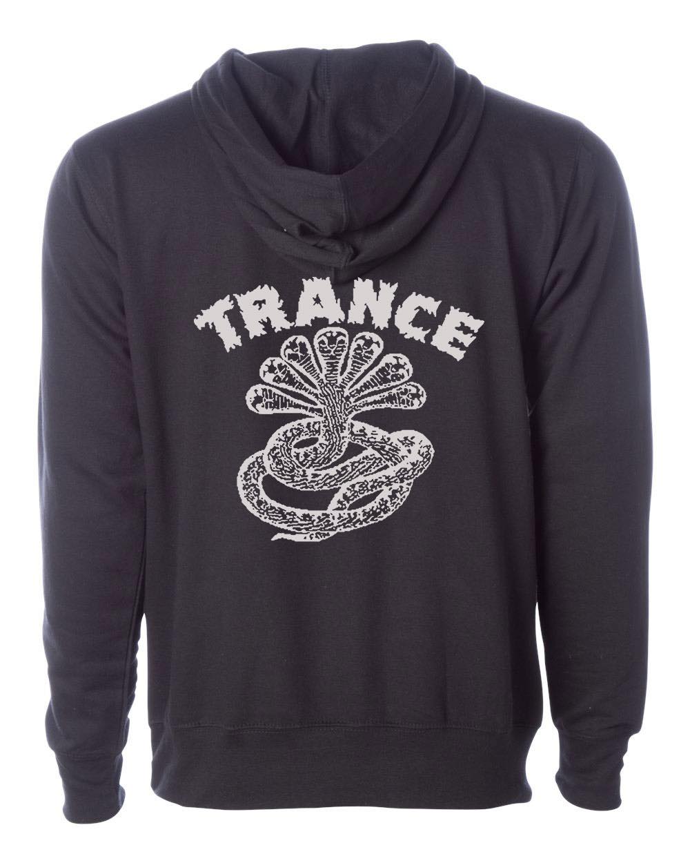 Trance Syndicate Silver Ink Large Back Logo Print Pull-Over Hooded Sweatshirt